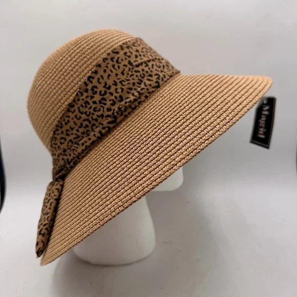 Magid Hats Paper Straw Convertible Sun Hat with Leopard Print Band - Picture 4 of 8